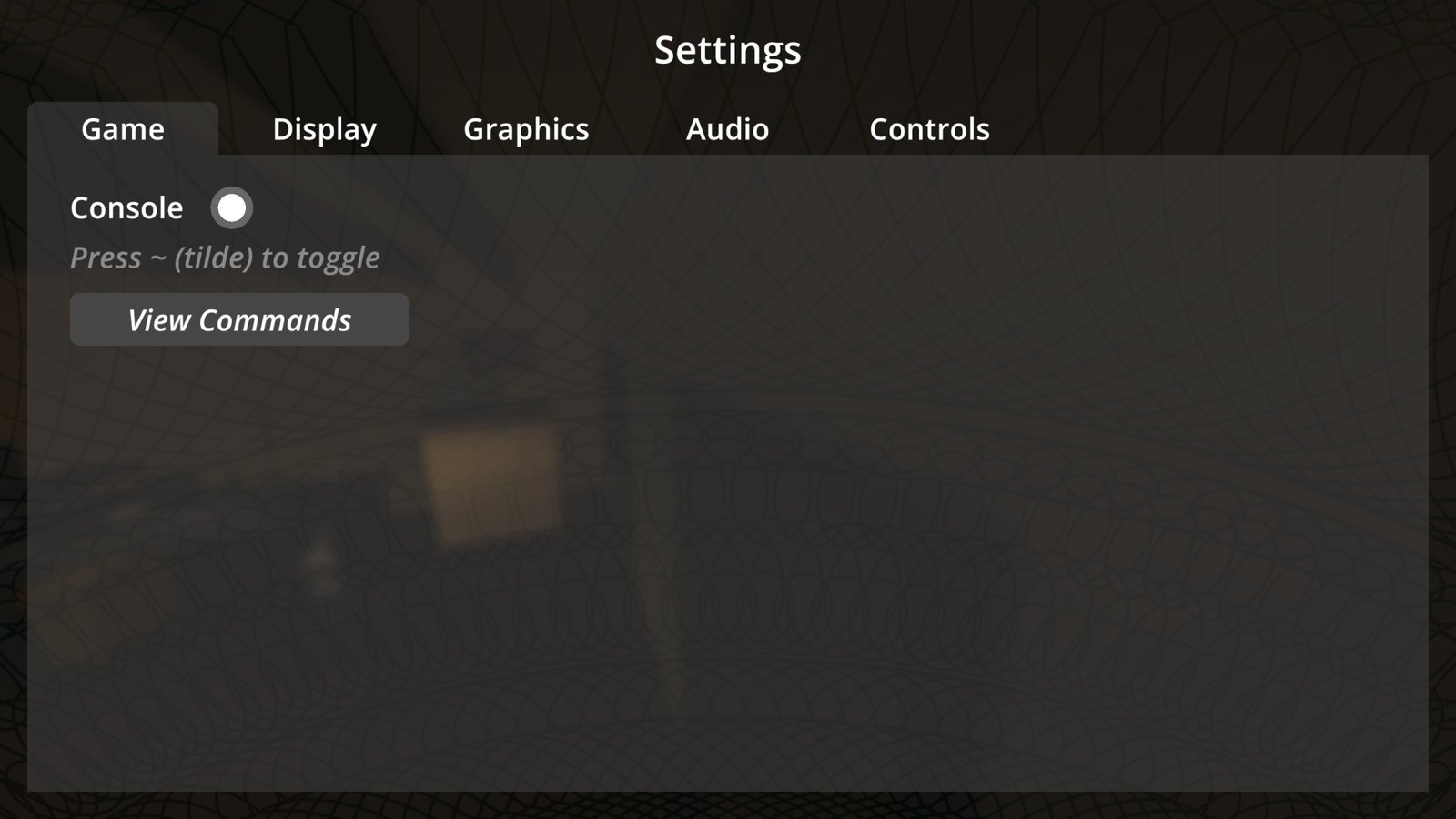 The settings menu view in Schedule 1. This view shows the Game tab is selected with the Console bubble checked.