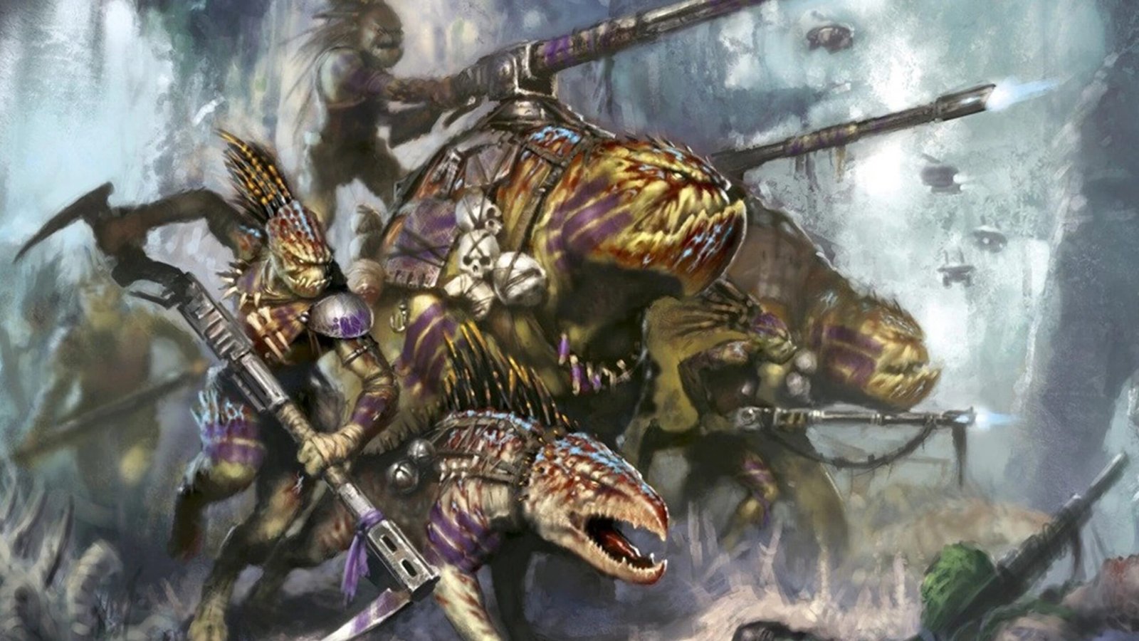 A Kroot hunting pack in Warhammer 40,000.