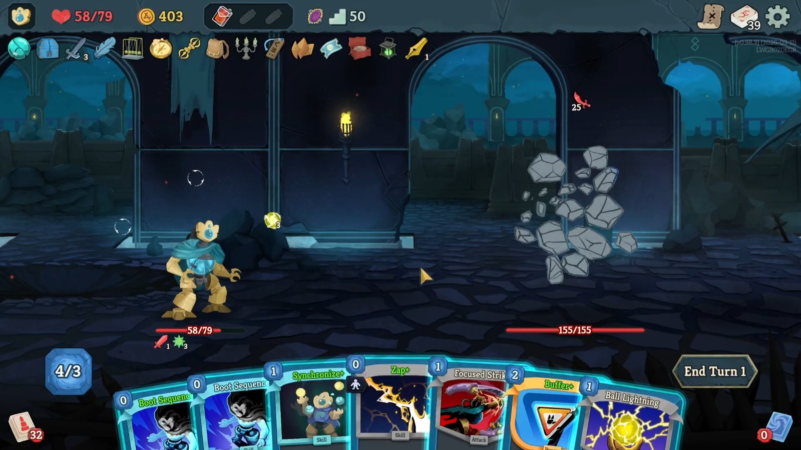 Slay the Spire 2 - The Doormaker boss when first encountered. It looks like a pile of rubble