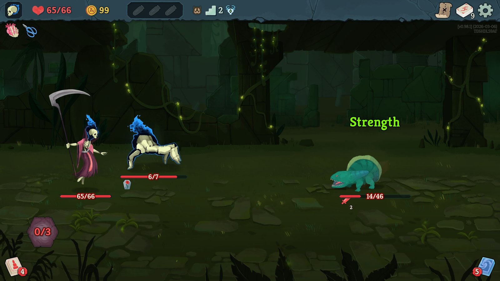 The Necrobinder battling a monster in Slay the Spire 2.