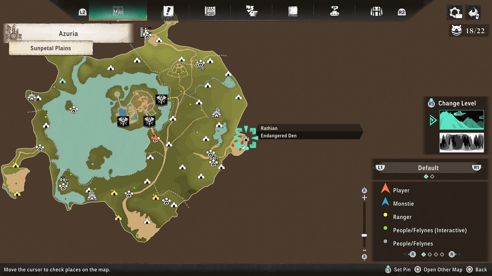 A map of the endangered species Rathian's location