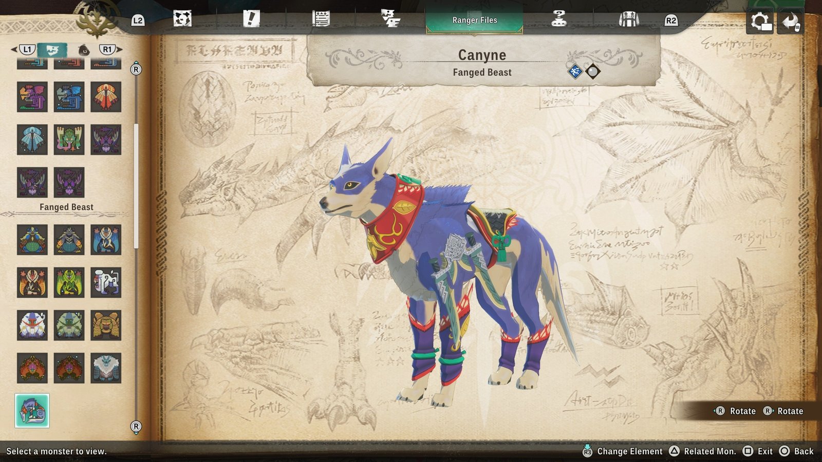 Canyne, a fanged beast