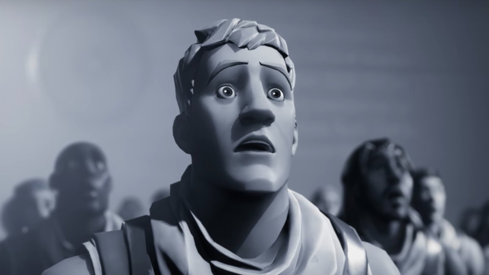 Jonesy Fortnite, in black and white.
